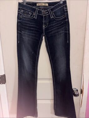 Big Star Dark Blue Flare Jeans with Contrast Stitching